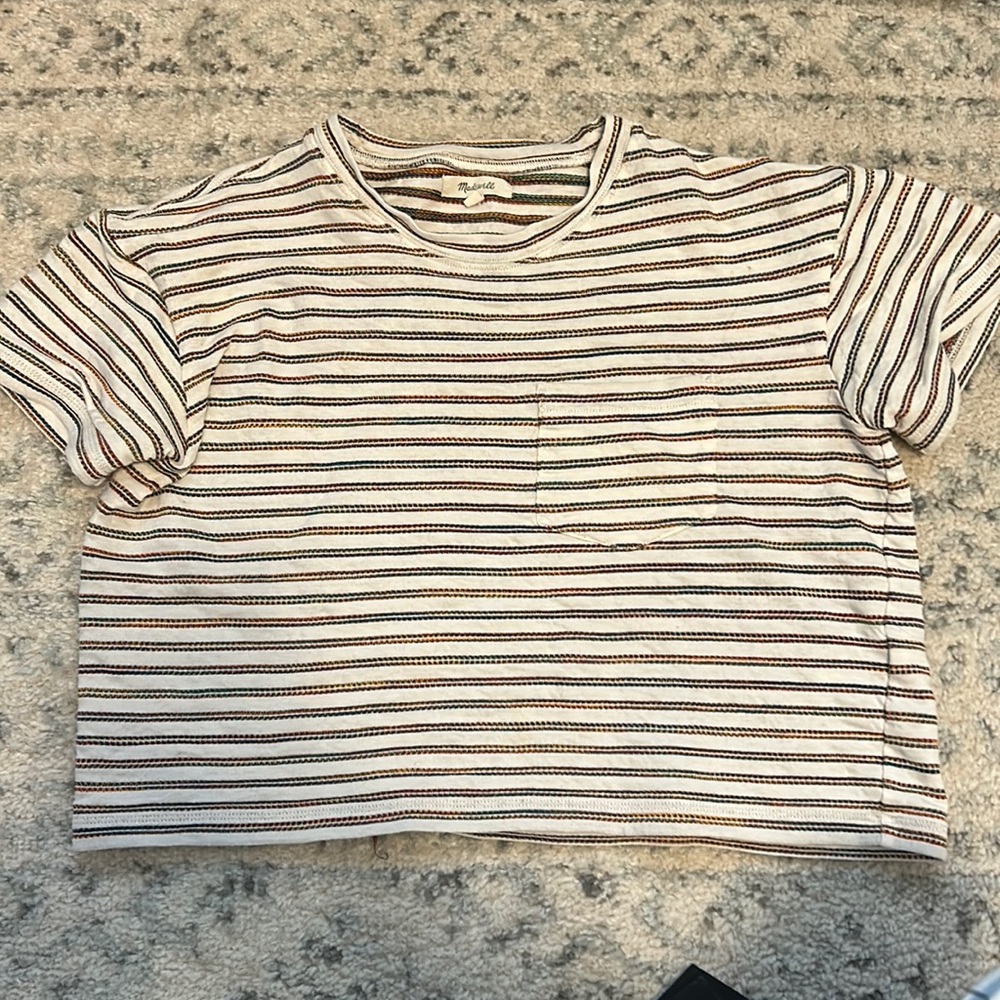 Rainbow stripe made well t-shirt, size woman’s small